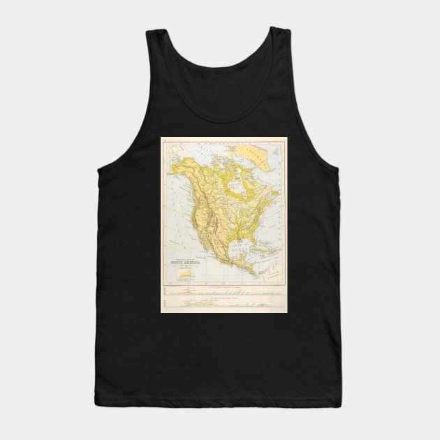 Antique Map of North America with USA, Mexico and Canada Tank Top by MasterpieceCafe